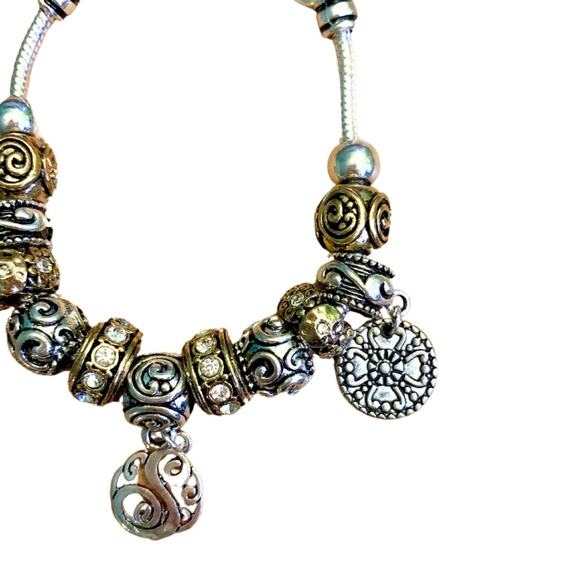 Silver Gold Sparkle Heart Lucky Clover Charm Bracelet - Picture 3 of 7